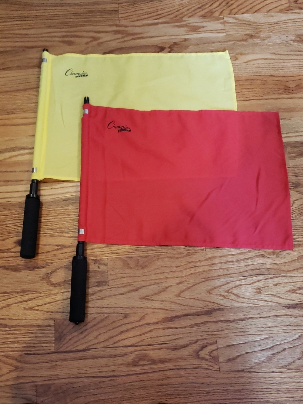 Champion Red and Yellow Referee Flags with Foam Handles (Set Of 2)